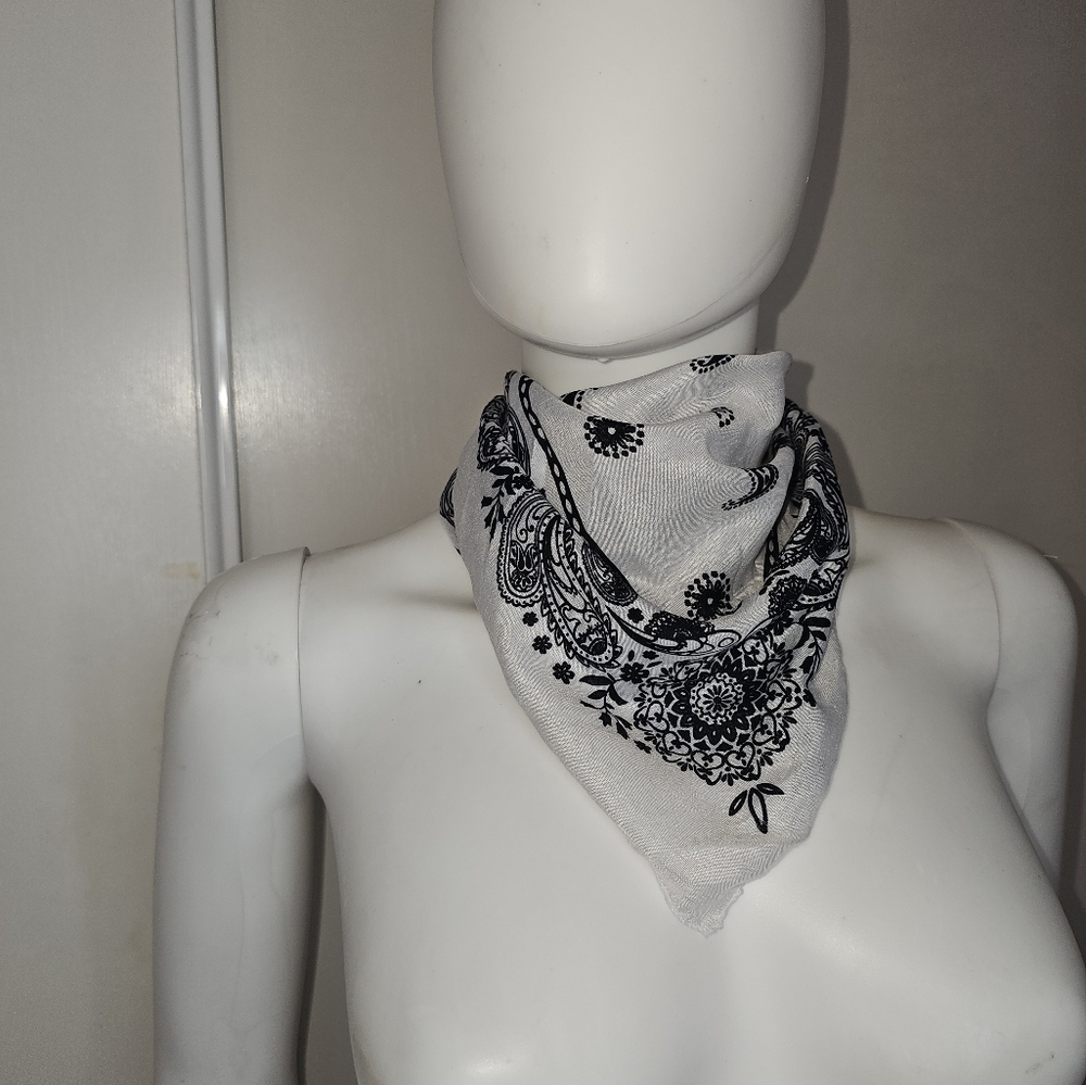 Paisley Black and White Bandana Scarf